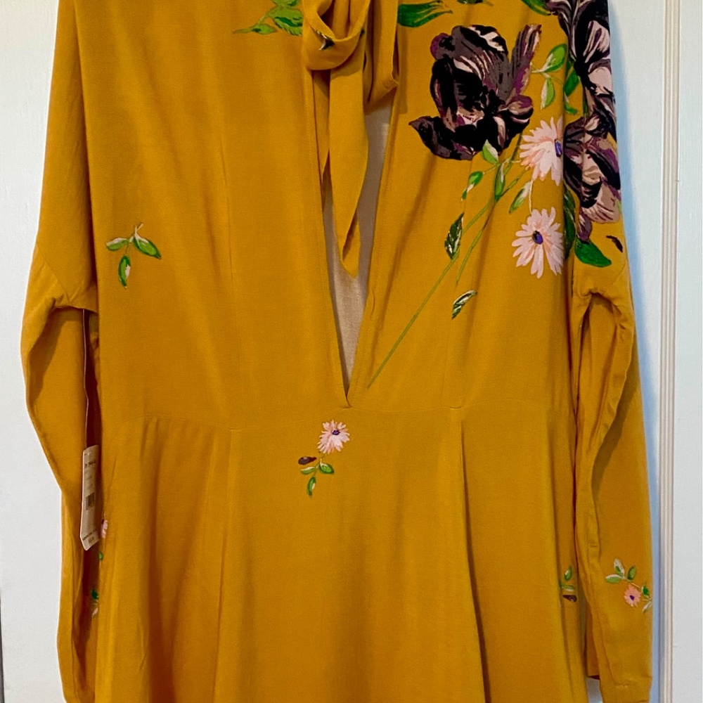 NWT Free People Mustard Floral Dress - Picture 4 of 4